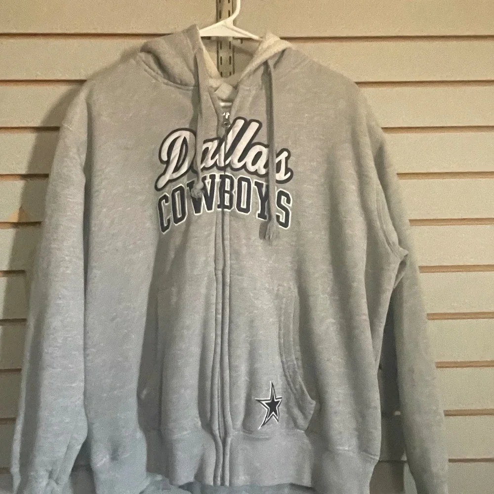 Dallas Cowboys Authentic Apparel Mens Heather Gray Sherpa Lined Full Zip Hoodie